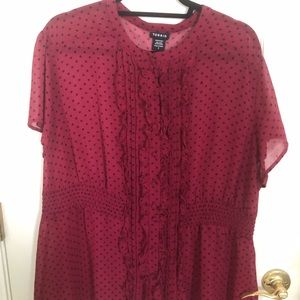 Torrid Fuschia Blouse with polka dots